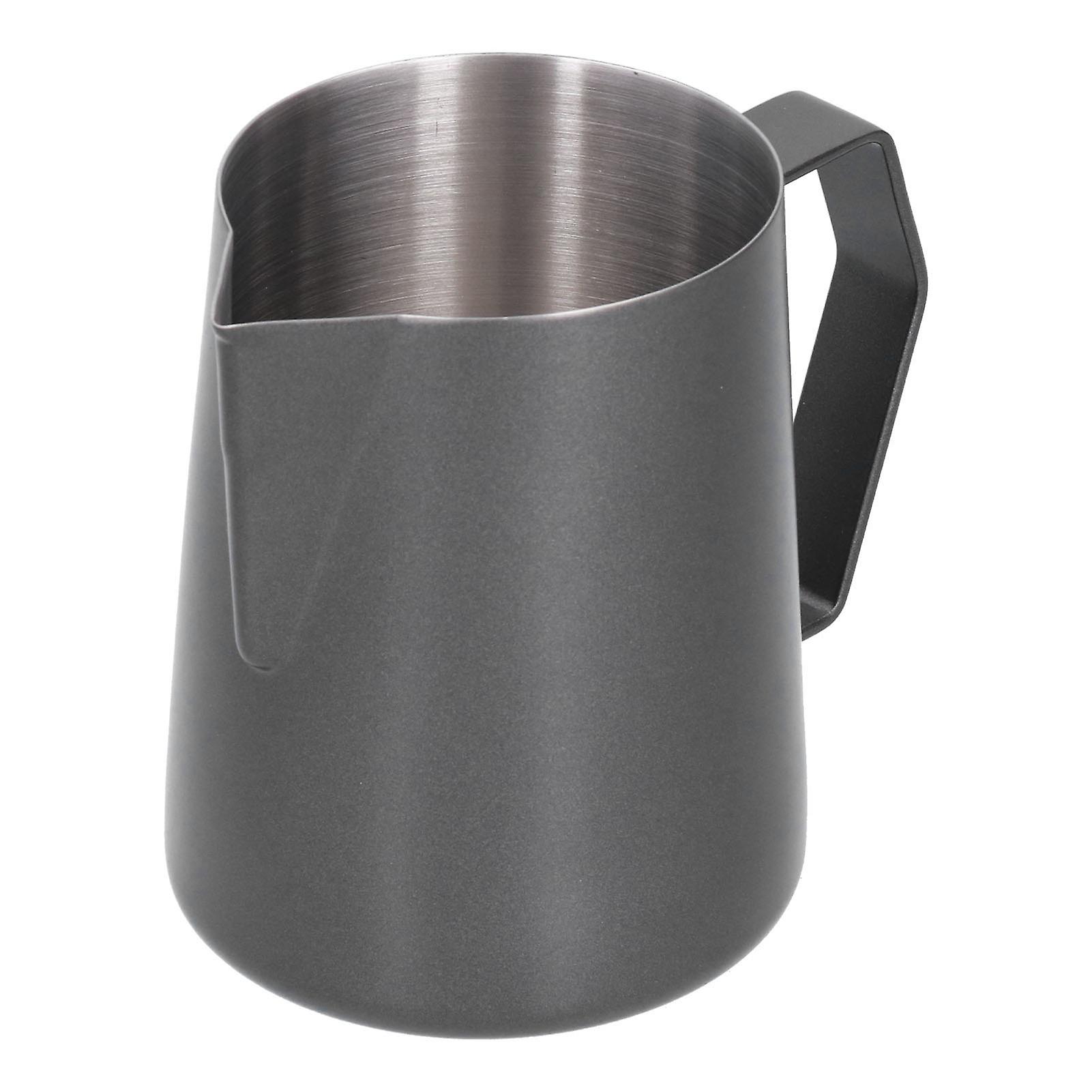 Pointed Mouth Coffee Frothing Pitcher With Inner Scale 304 Stainless Steel Tpfe Black Mug For Home350ml