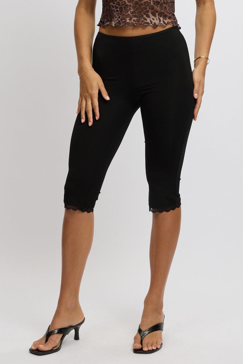 Black Capri Pants Lace Trim