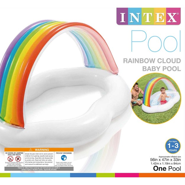 Intex 57141ep Round Inflatable Rainbow Cloud Outdoor Baby Pool For Ages 1 3 Years Old