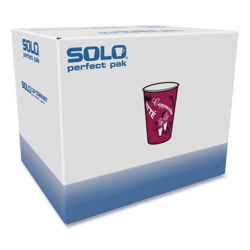 Dart Solo Bistro Design Hot Drink Cups， Paper， 8oz， Maroon， 500/Carton (OF8BI0041)