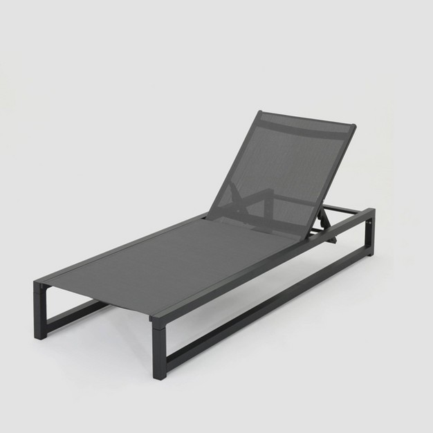 Modesta Aluminum Chaise Lounge Black gray Christopher Knight Home