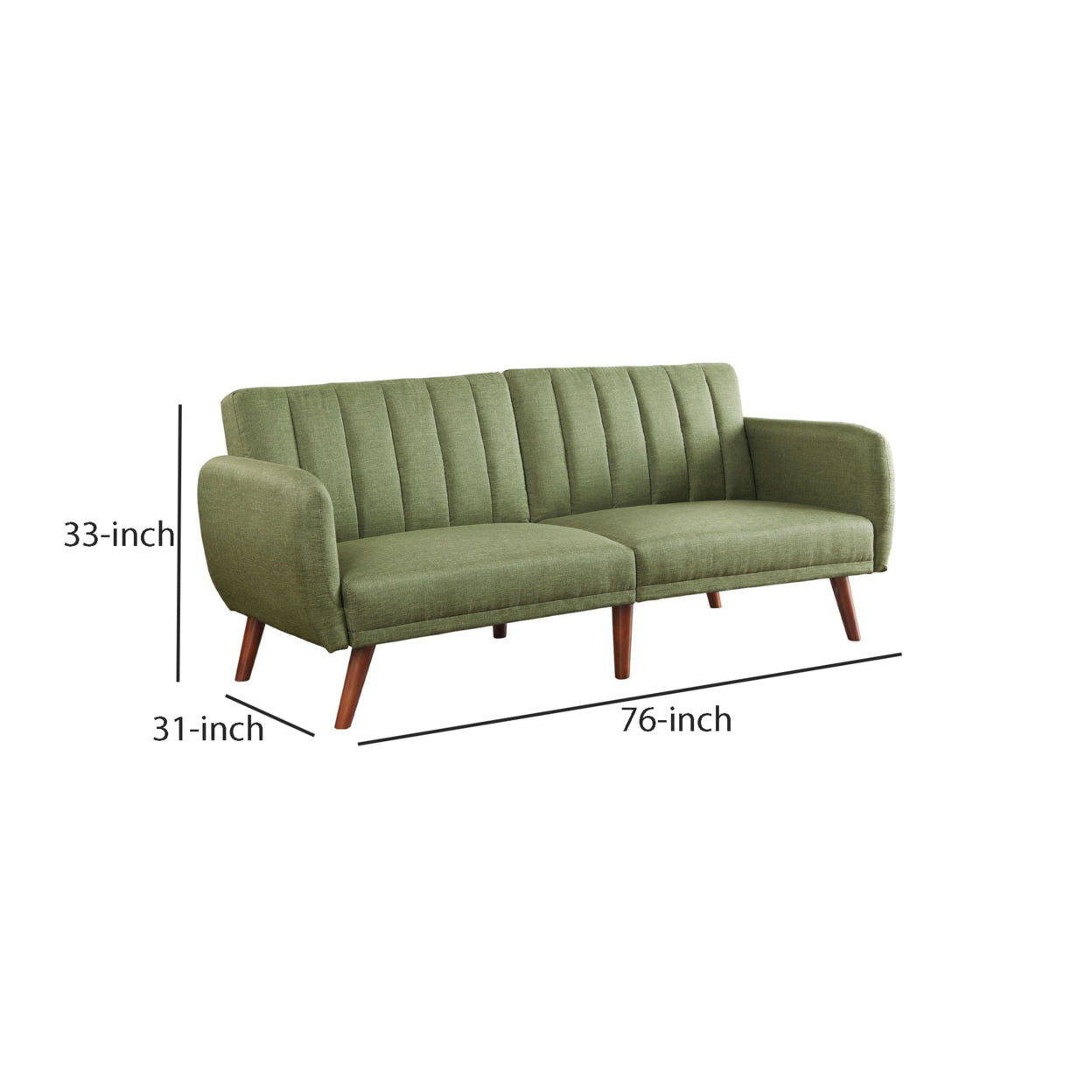 Fabric Upholstered Adjustable Sofa, Green and Brown- Saltoro Sherpi