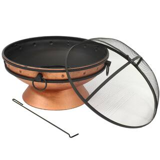 Sunnydaze Decor 30 in. Copper Royal Cauldron Fire Pit with Handles and Spark Screen NB-FFP30-Copper