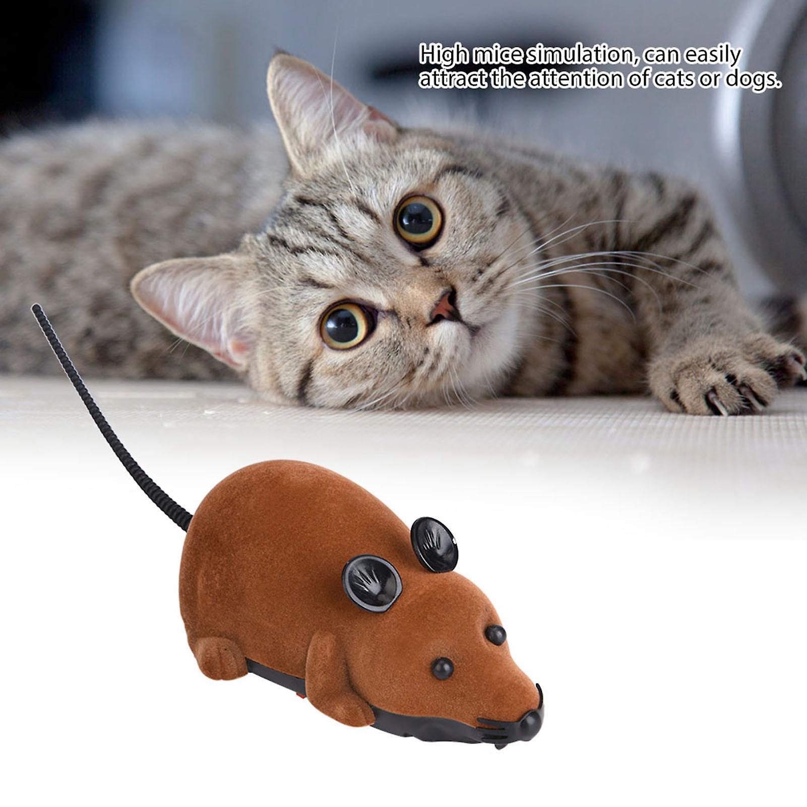 Wireless Mouse For Cat Dog Funny Rat Novelty Gift Pet Toy Remote Control Brown