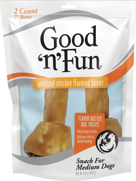 Good 'n' Fun Bones Chicken 7-in Dog Treats， 2 count