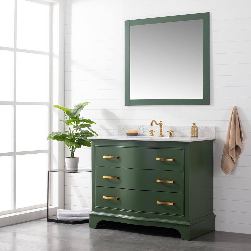 SUDIO Monroe 42 in. W x 22 in. D x 33.7 in. H Bath Vanity in Evergreen with White Marble Top Monroe-42EG