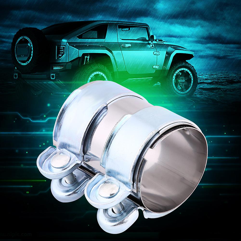 2inch Stainless Steel Turbo Exhaust Band Clamp Muffler Catback Pipe Connector W/ Bolts