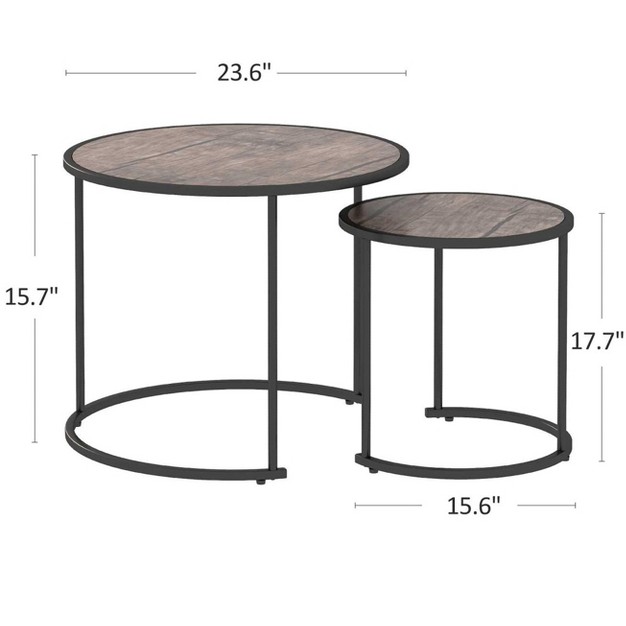 Year Color Round Industrial Nesting Coffee Tables Set Of 2 For Bedroom Office Living Room