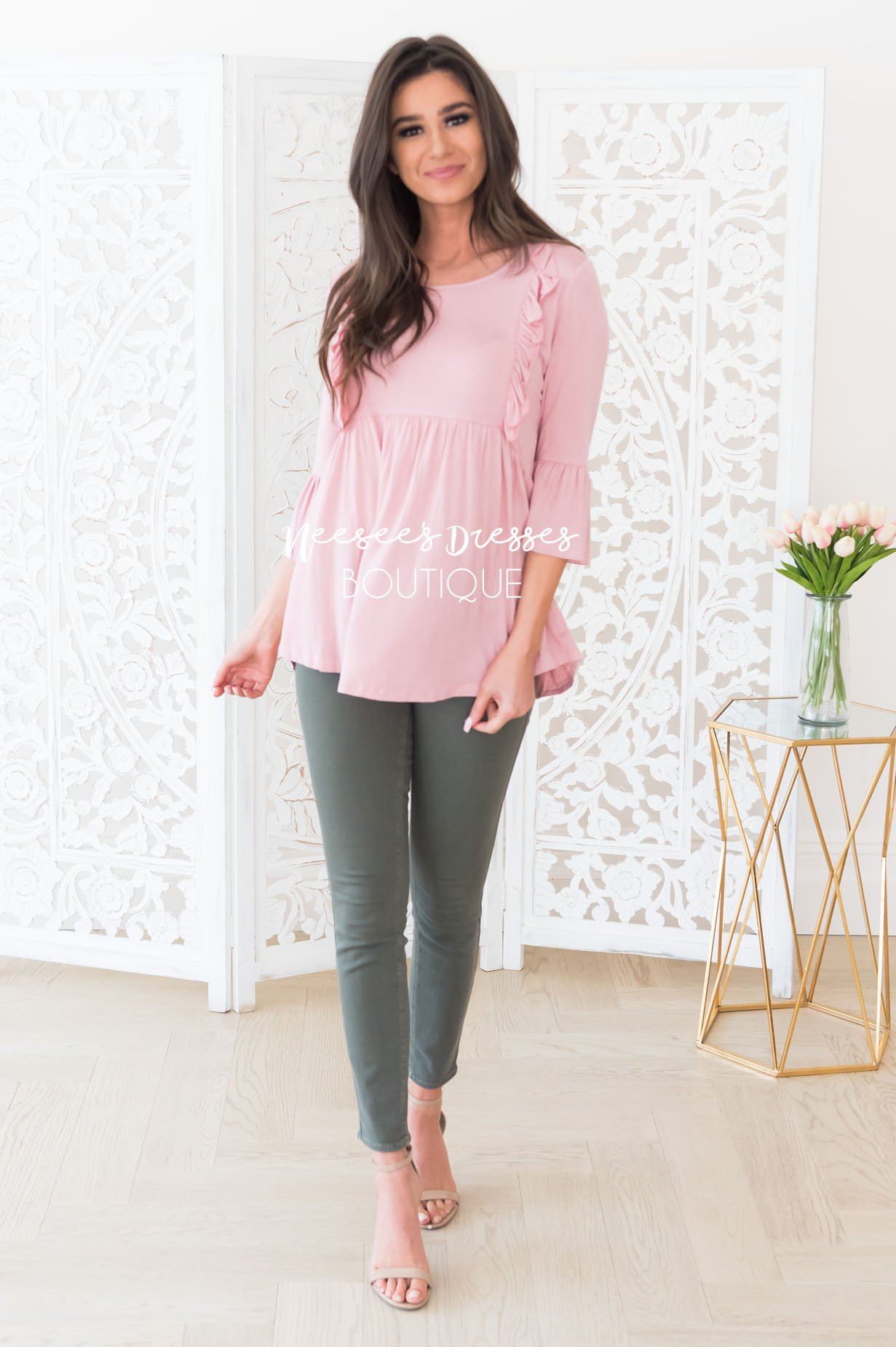 Pretty Please Modest Ruffle Blouse