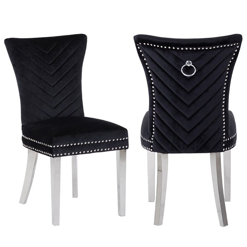 Eva Stainless Steel Dining Chairs Finished in Velvet Fabric   2 Chair per Box