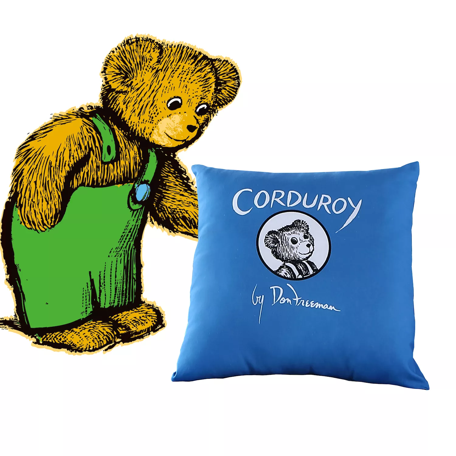 Corduroy Bear Patched Up Throw Pillow