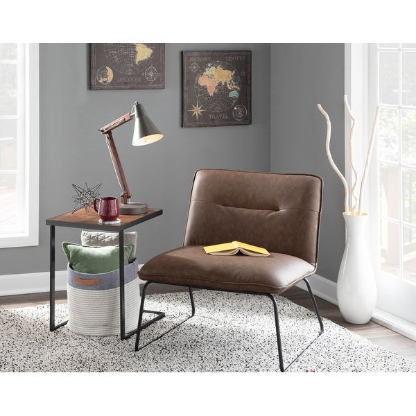 Carbon Loft Kerby Industrial Faux Leather Accent Chair - N/A