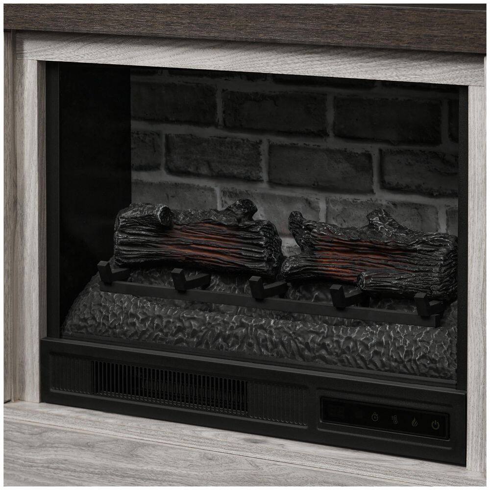 StyleWell Spruce Hallow 48 in. Freestanding Electric Fireplace TV Stand in Medium Gray Ash with Charcoal Top HDFP48-55E