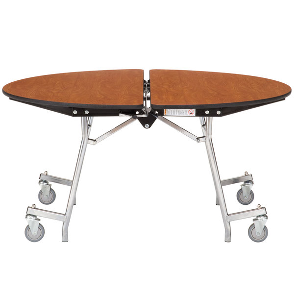 National Public Seating MT60R-MDPECR 60andquot; Round Mobile MDF Cafeteria Table with Chrome Frame and ProtectEdge