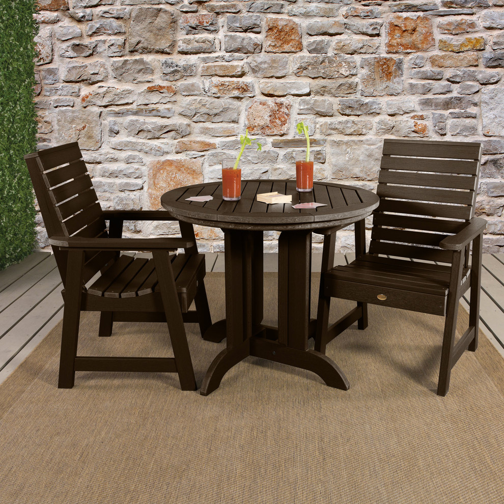 Weatherly 3 Piece Round Dining Set   Transitional   Outdoor Dining Sets   by highwood  Houzz