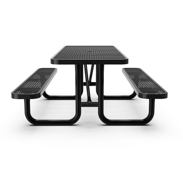 Commercial Grade Expanded Mesh Metal Outdoor Picnic Table with Anchors