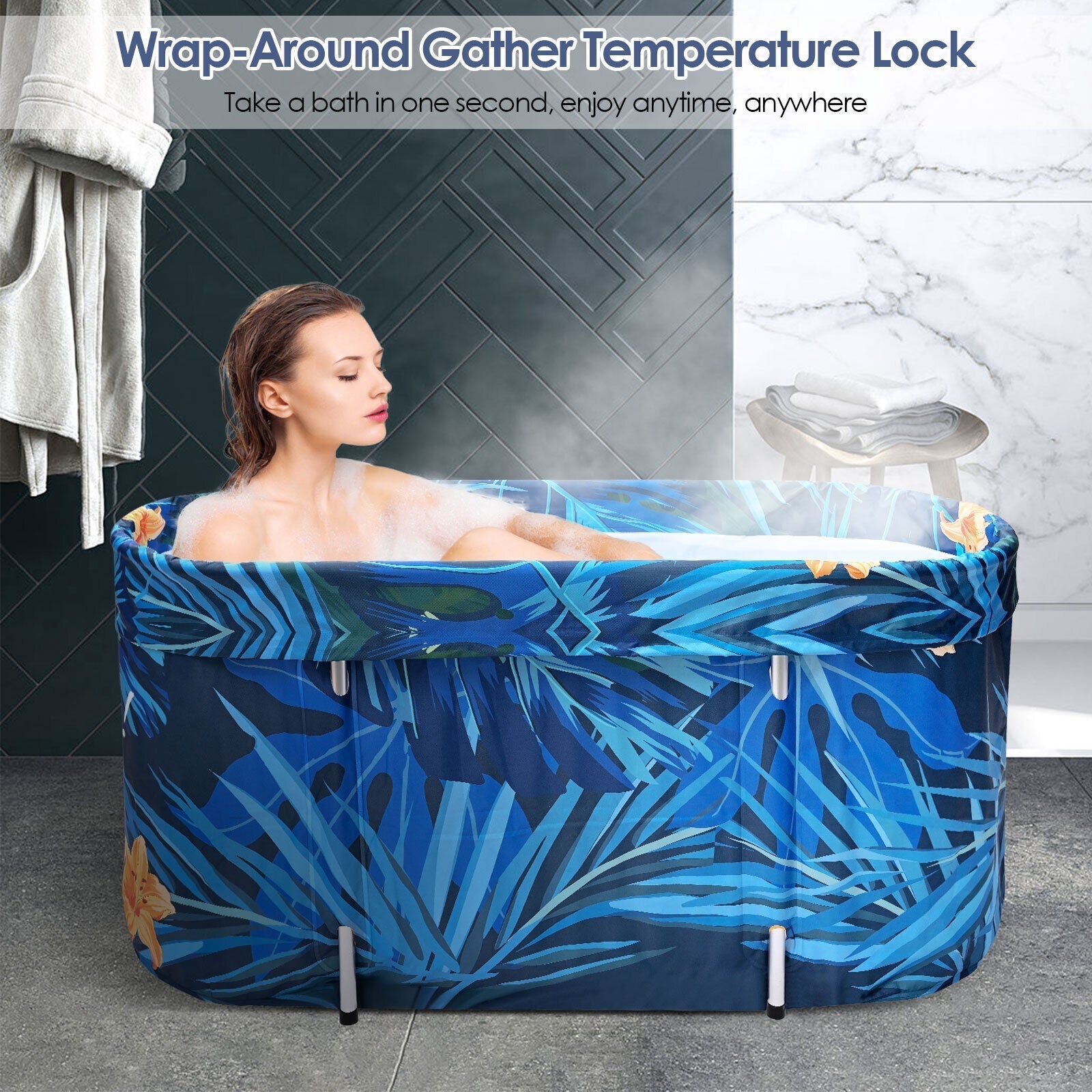 De-Stress 2023 Large Portable Folding Soaking Bathtub For Adults