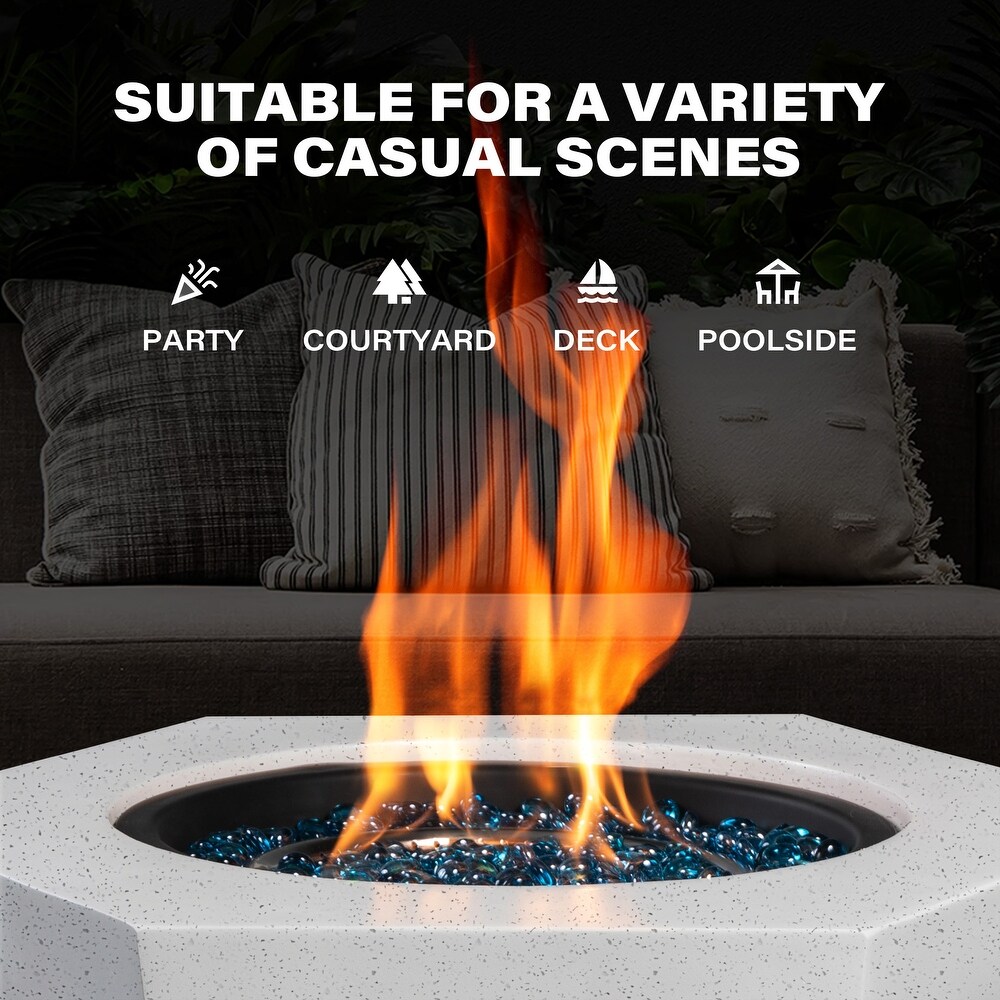 28 Inches Hexagonal 40000 BTU Hexagonal Concrete Propane Fire Pit Table