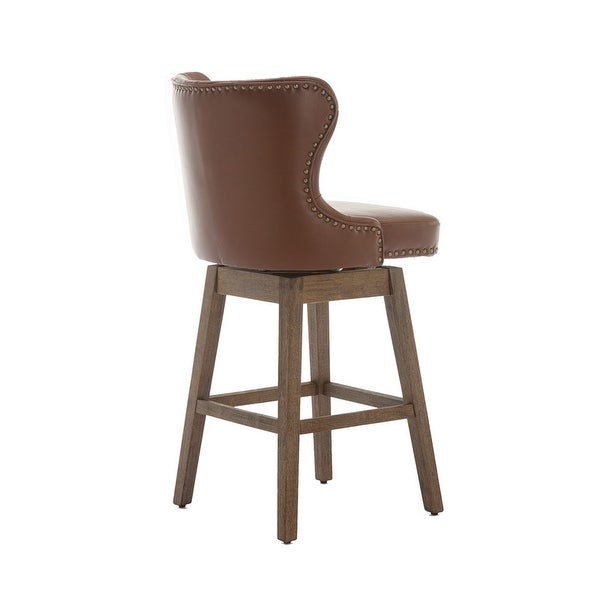 Contemporary Leather Bar Stools with Footrest And 360 Degree Swivel，Set of 2