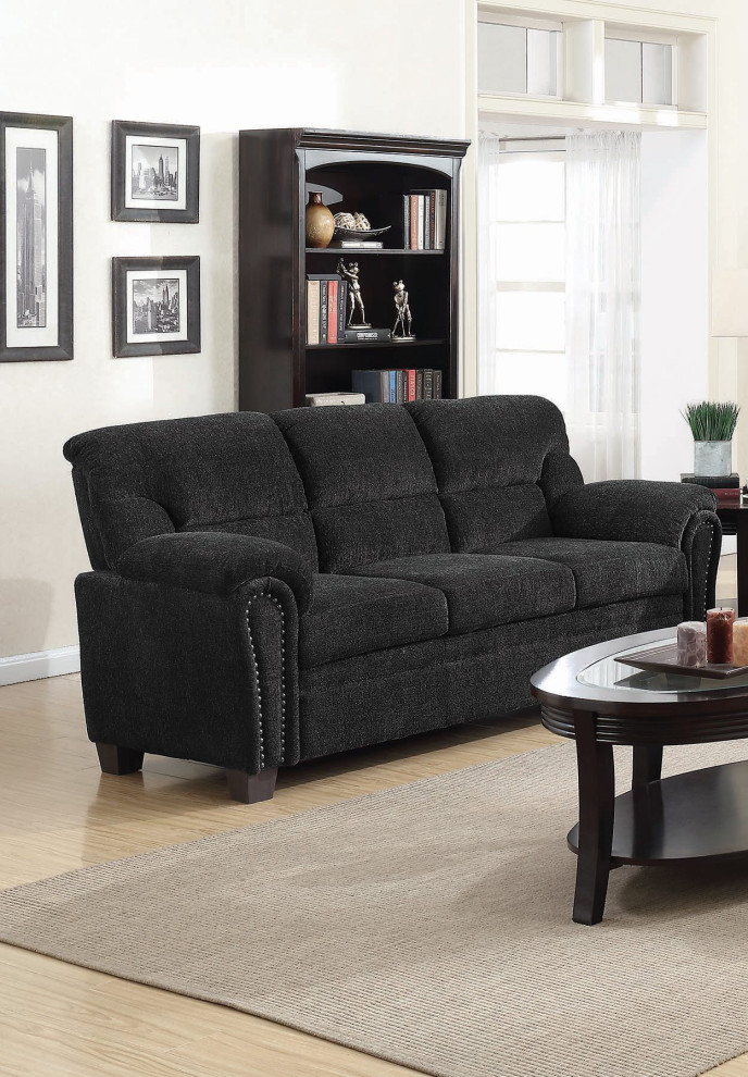 Upholstered Sofa with Nailhead Trim  Graphite   Sofas   by Homesquare  Houzz