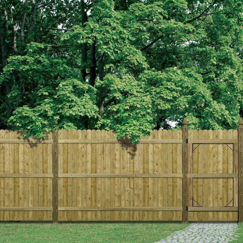 Barrette 6 ft. H x 8 ft. W Privacy Pressure-Treated 4 in. Dog-Ear Flat Wood Fence Panel 73000473