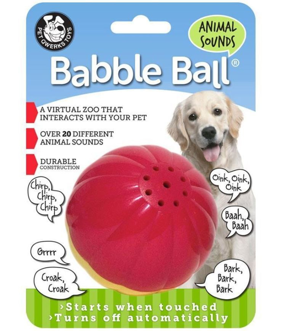 Pet Qwerks Large Animal Sounds Babble Ball Dog Toy