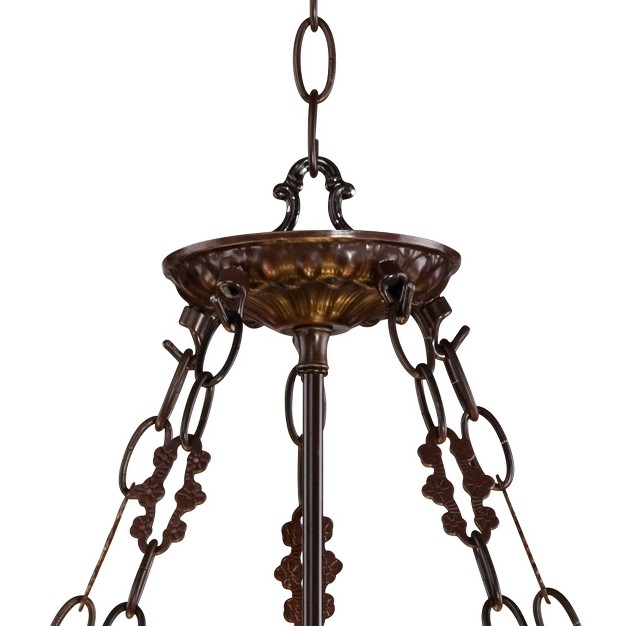 Wide Rustic Floral Garden Stained Glass 3 light Fixture For Dining Room House Foyer Kitchen Island