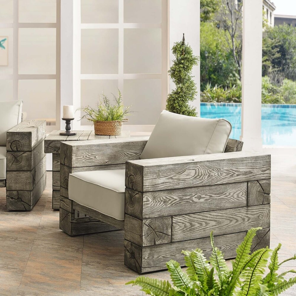 Manteo Rustic Coastal Outdoor Patio Lounge Armchair