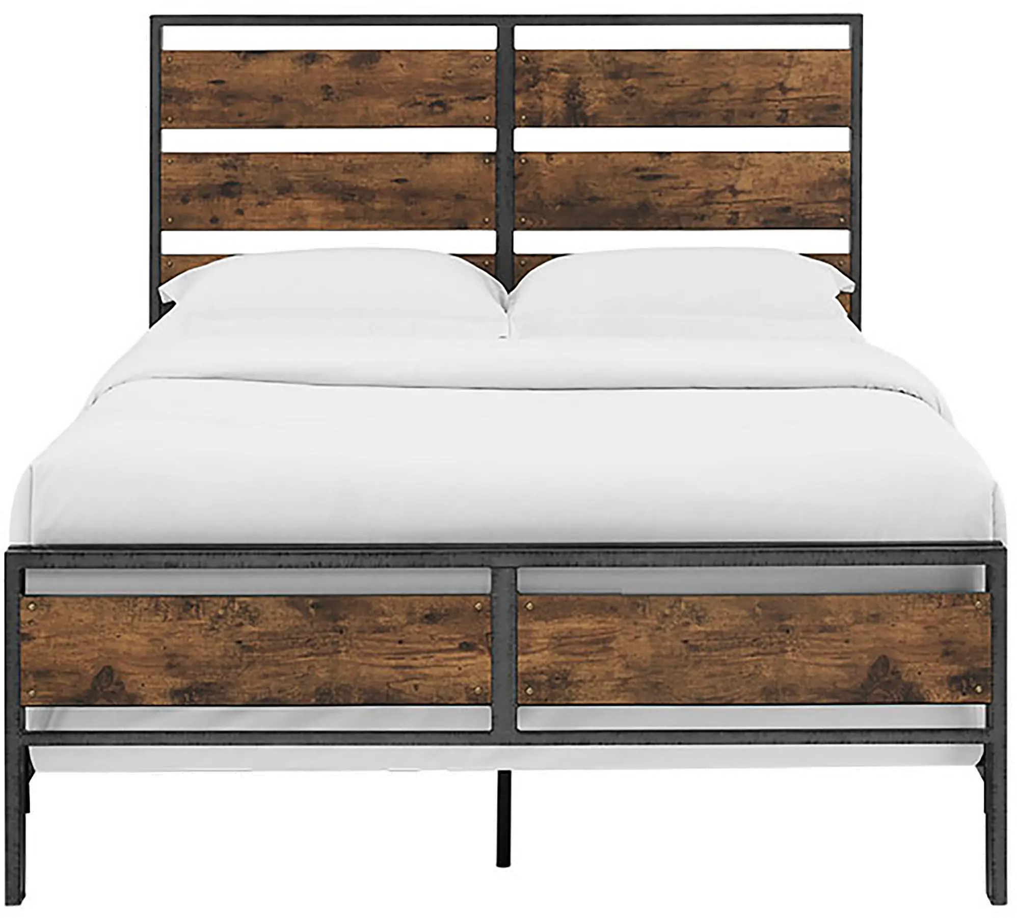 Rustic Industrial Brown Queen Bed - Arcadia - Walker Edison