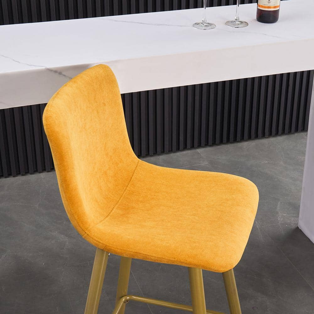 Homy Casa Scargill 30 in. Yellow Upholstered Metal Frame Bar Stool with Fabric Seat (Set of 2) SCARGILL BAR YELLOW