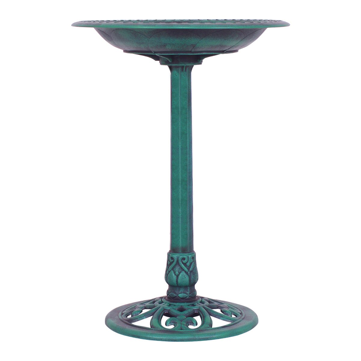 Green Pedestal Bird Bath Feeder Freestanding Outdoor Garden Yard Patio Decor