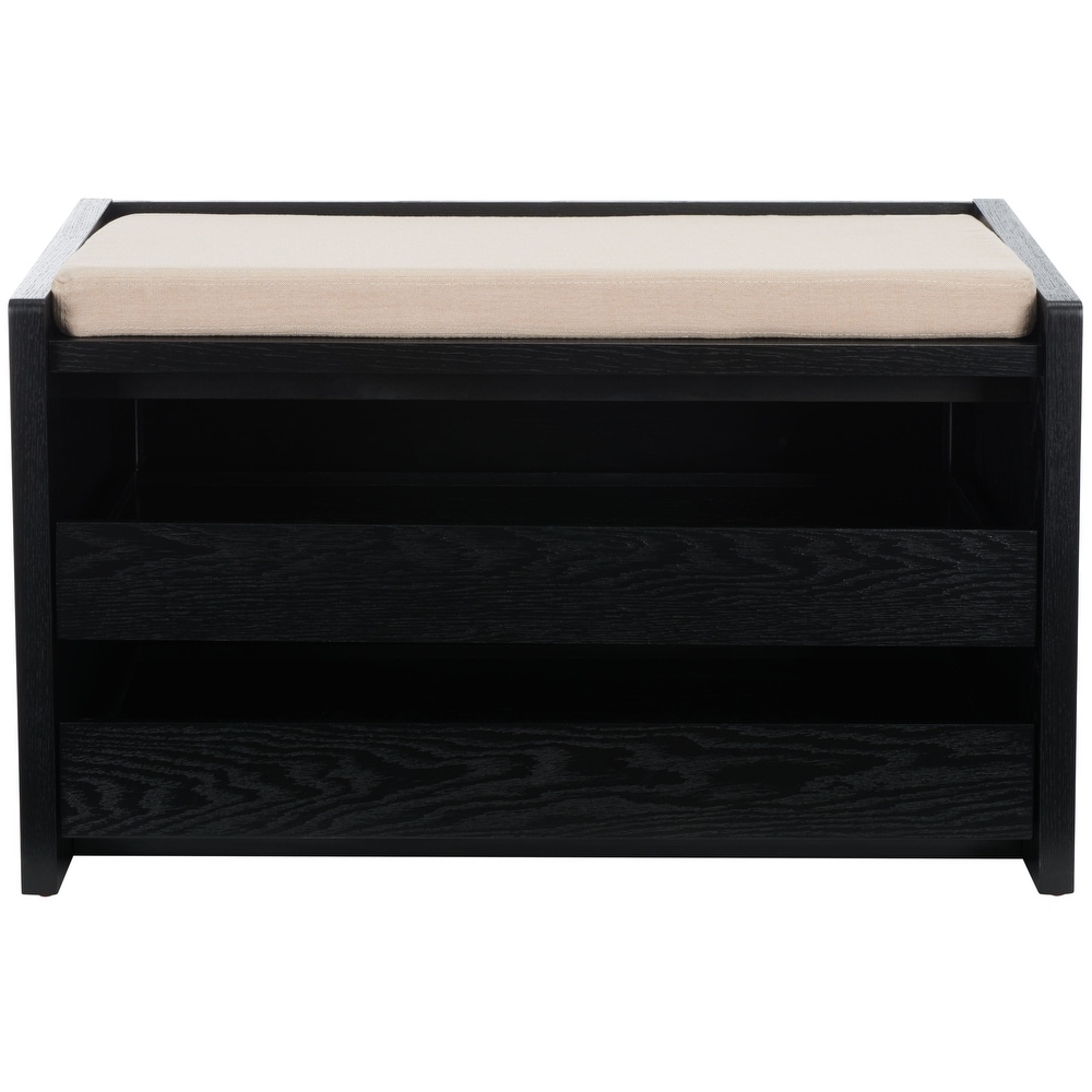 SAFAVIEH Percy Shoe Storage Bench  Rustic Oak / Beige   34\