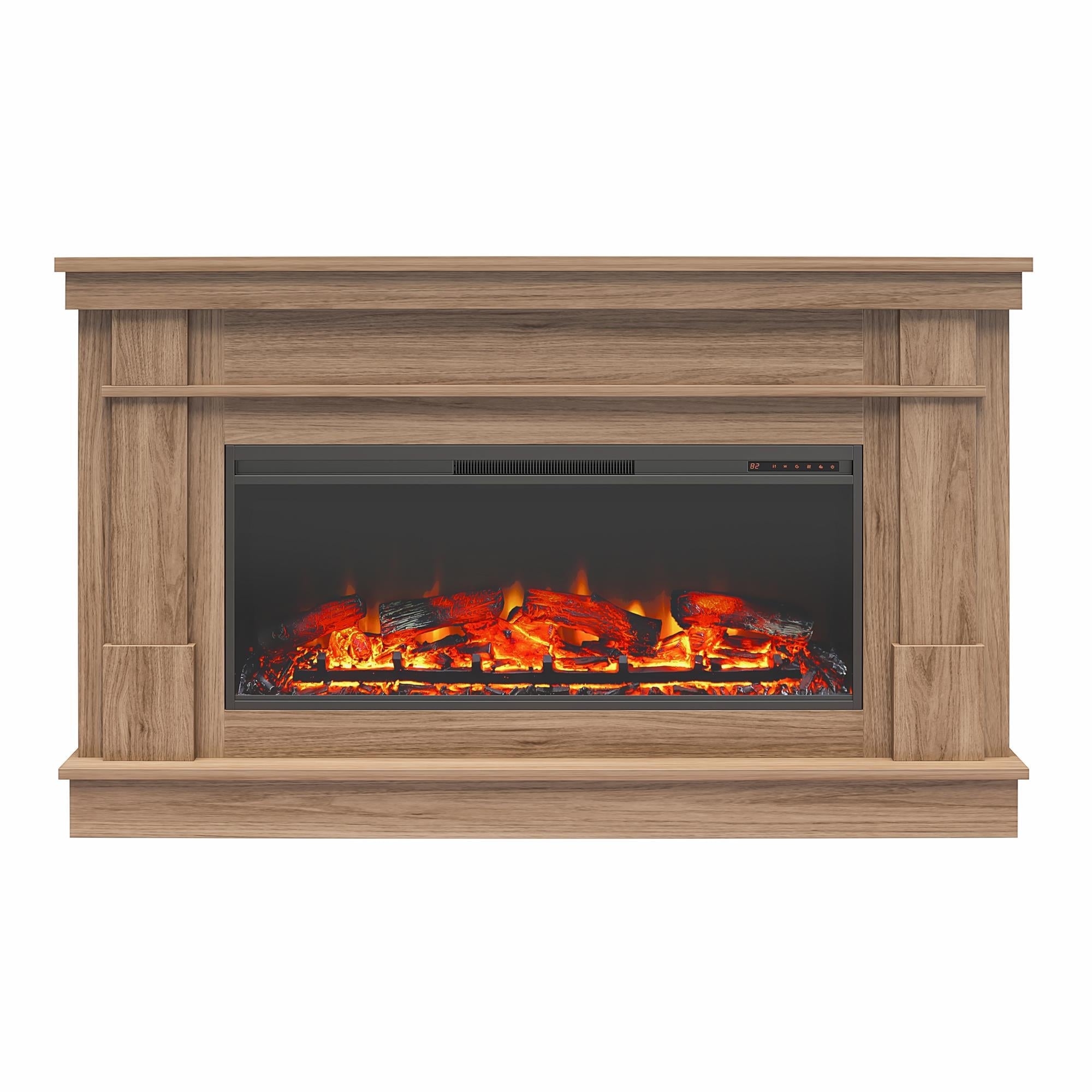 Ameriwood Home Elmdale Wide Mantel with Linear Electric Fireplace, Walnut