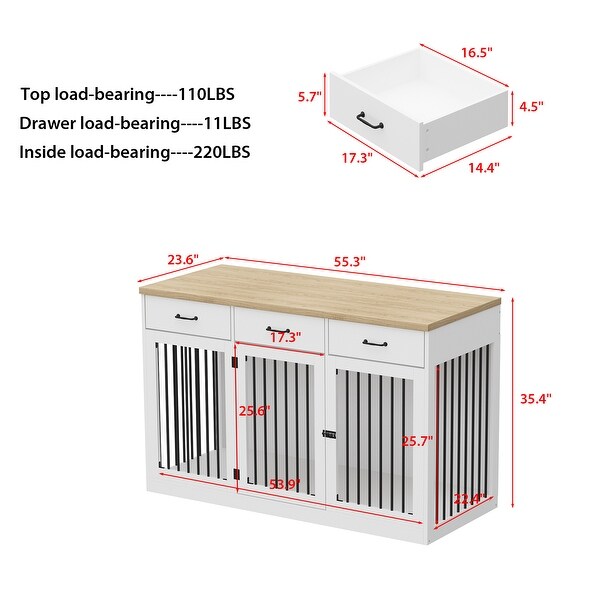 Modern Large Dog Crate with Storage Drawers