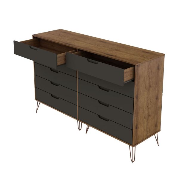 Rockefeller 10-Drawer Double Tall Dresser in Nature and Textured Grey