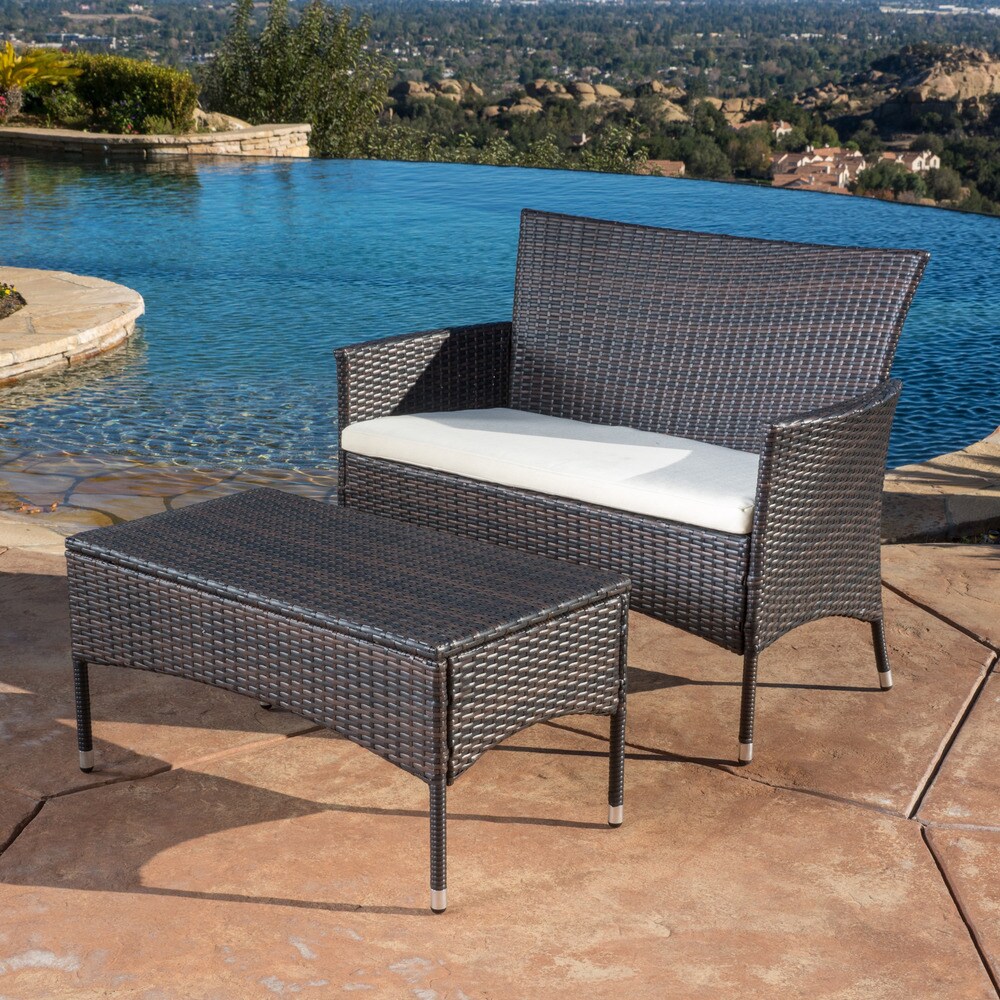 Malta 2 piece Outdoor Wicker Loveseat Set by Christopher Knight Home