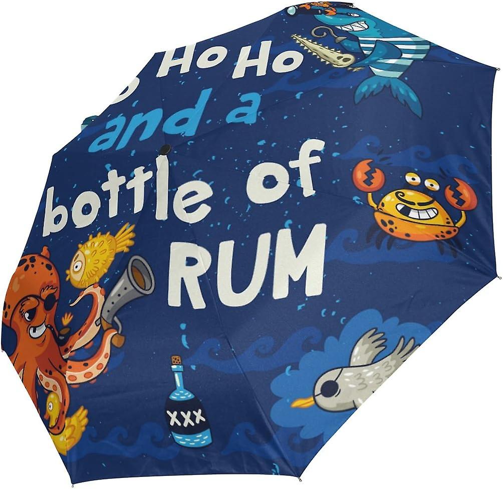 Rain Umbrella Automatic Windproof Foldable Umbrella Yo Ho Undersea Pirates