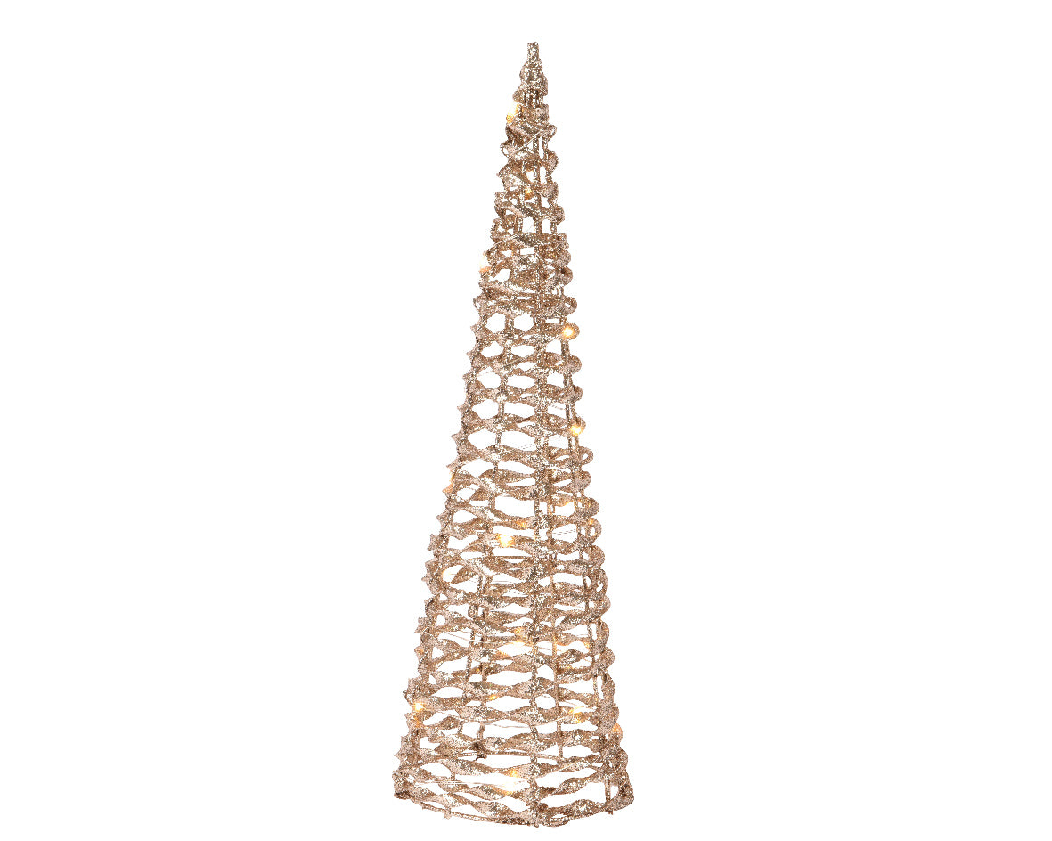 2.5 FT Gold Glittered Battery Operated Cone Tree