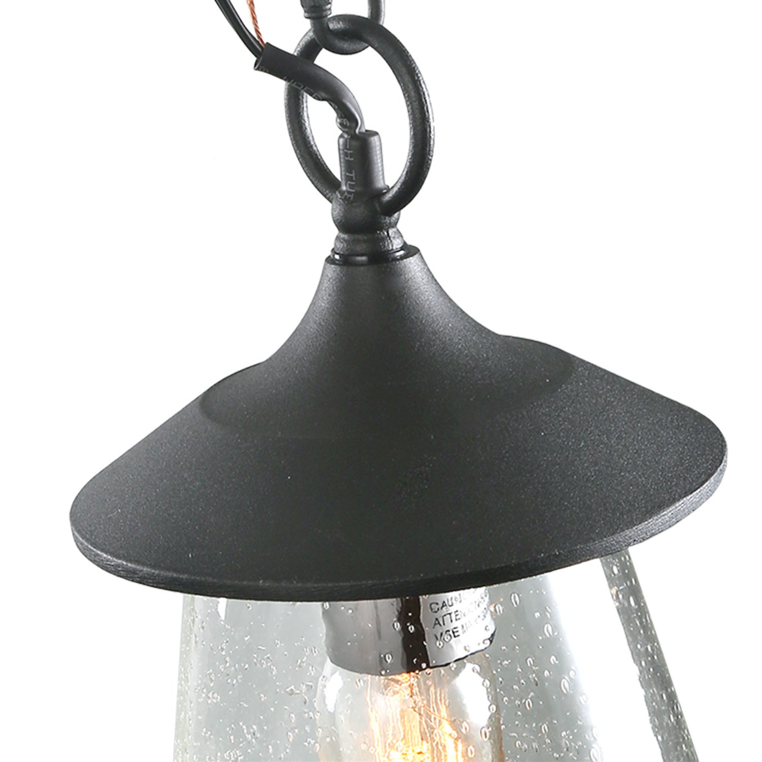 LNC Farmhouse Black Outdoor Hanging Lantern Pendant Lighting with Glass Shade