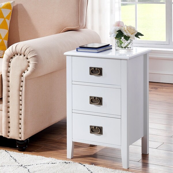 Modern 3-Drawer Wood Nightstands Set of 2 - - 36041255