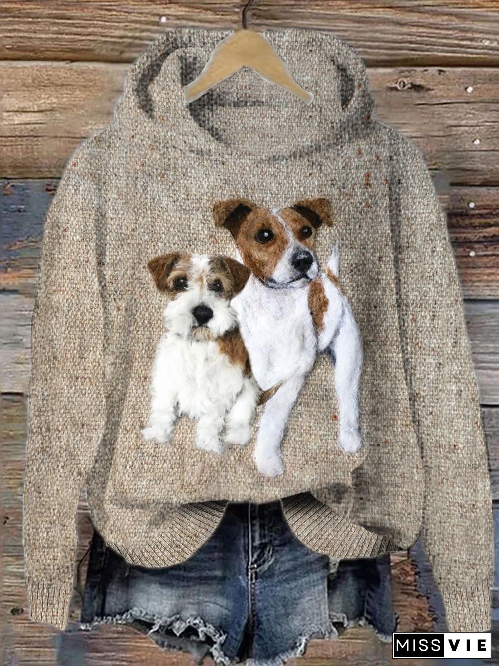 Fuzzy Dog Casual Cozy Knit Hoodie