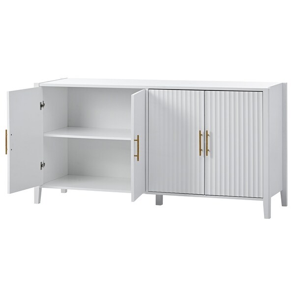 U-Style Accent Storage Cabinet Sideboard Wooden Cabinet with Metal Handles