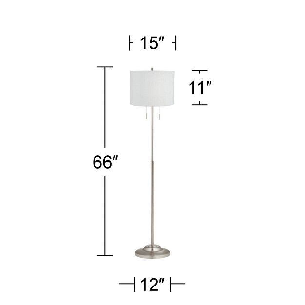 Tall Brushed Nickel Silver White Plastic Weave Drum Shade For Living Room Bedroom Office House Home