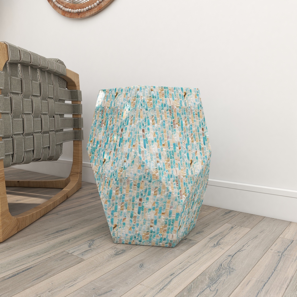 Grey Shell Contemporary Accent Table 16 x 16 x 16