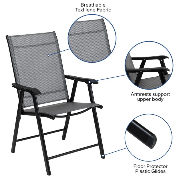 Flash Furniture Black Outdoor Folding Patio Sling Chair 2 Pack