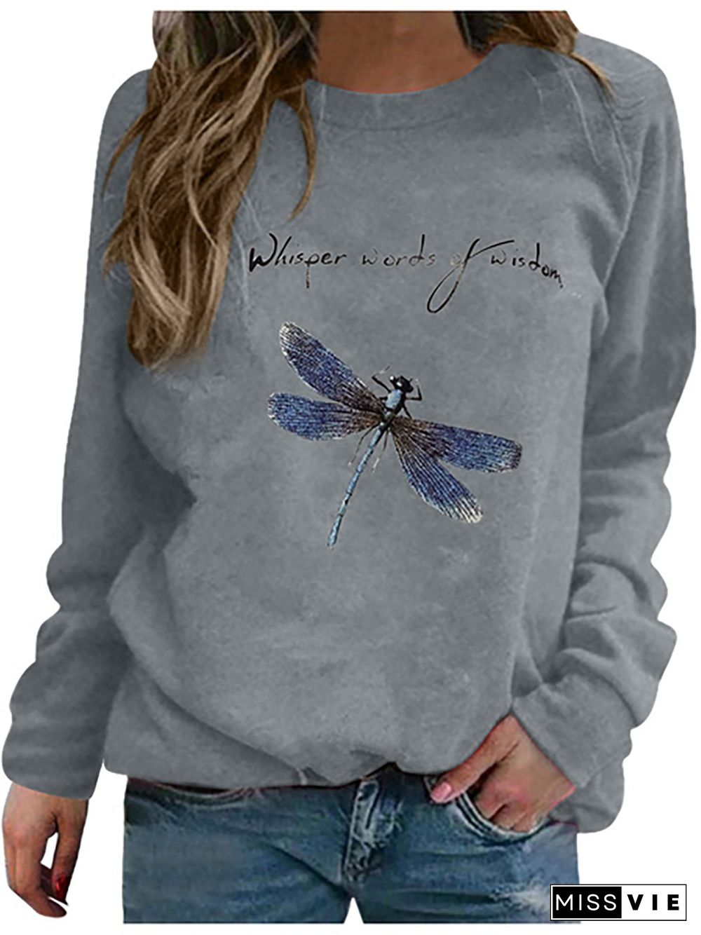 Dragonfly Long Sleeve Shift Vintage Sweatshirts