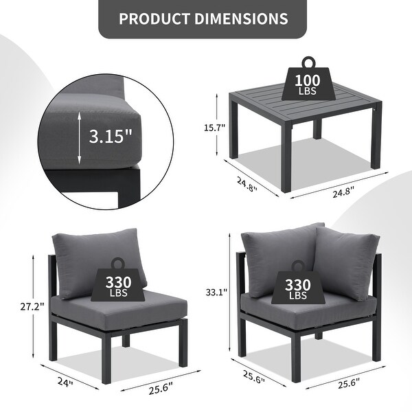 Zenova 5/7 Pcs Aluminum Patio furniture Set ，Outdoor Sectional Sofa