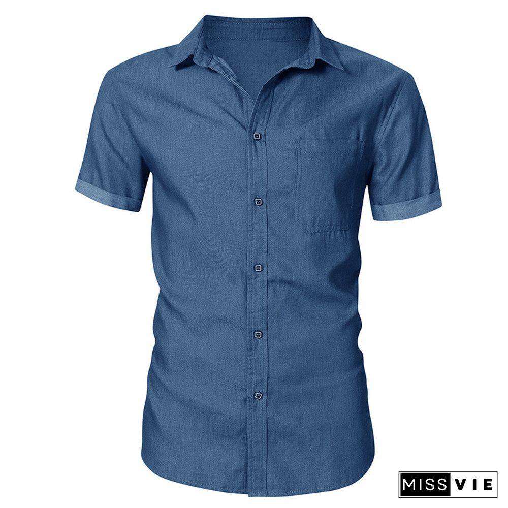 Business Men's Jeans Short Sleeve Shirt Non Iron Casual Men's Shirt