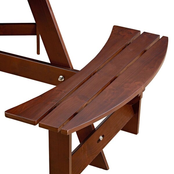 63 in. Wood Round Picnic Tables Set with Umbrella Hole and Benches