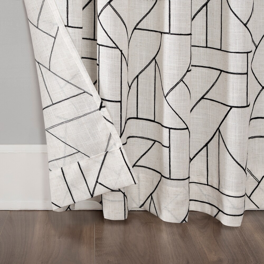 Archaeo Jigsaw Embroidery Linen Blend Curtain  Single Panel